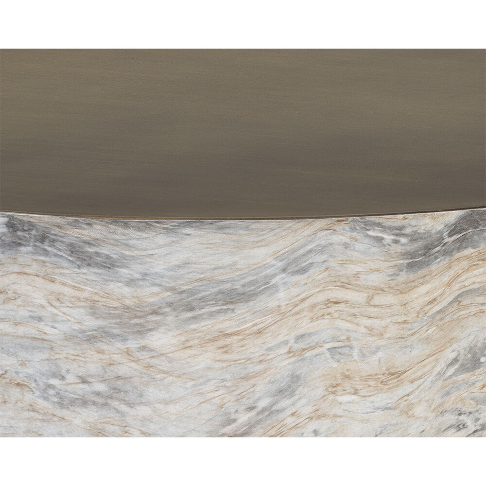 Diaz 34.5 X 15 inch Marble Look / Antique Brass Outdoor Coffee Table